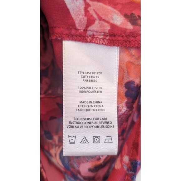 Kut From The Kloth Red Floral Sheer Button Up Women's MP - Picture 6 of 6